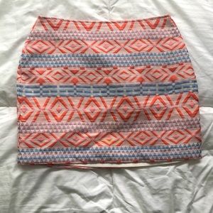 Pink Orange and Blue Patterned Mini Skirt